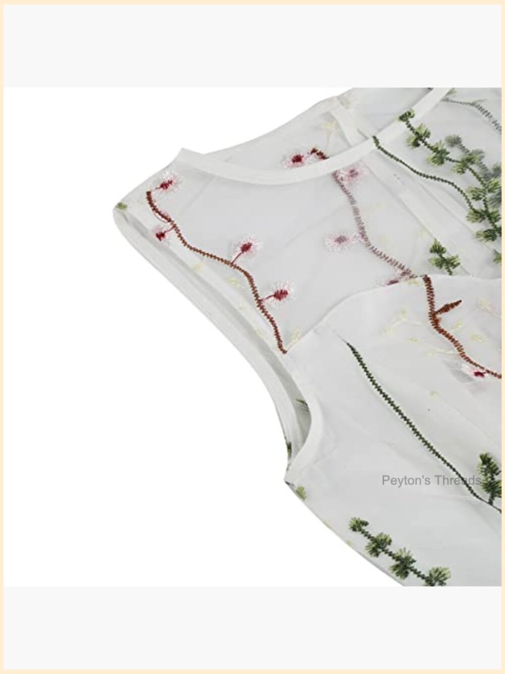 Keyhole Floral Embroidery Sheer Mesh Illusion Vintage Cocktail Swing Tulle Dress - Picture 5 of 7